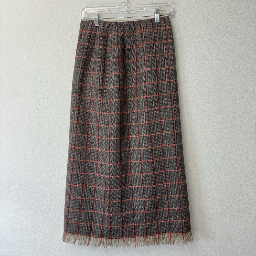 Vintage 90s Harve Benard Sport 100% Wool Maxi Skirt Size 4 Herringbone Weave